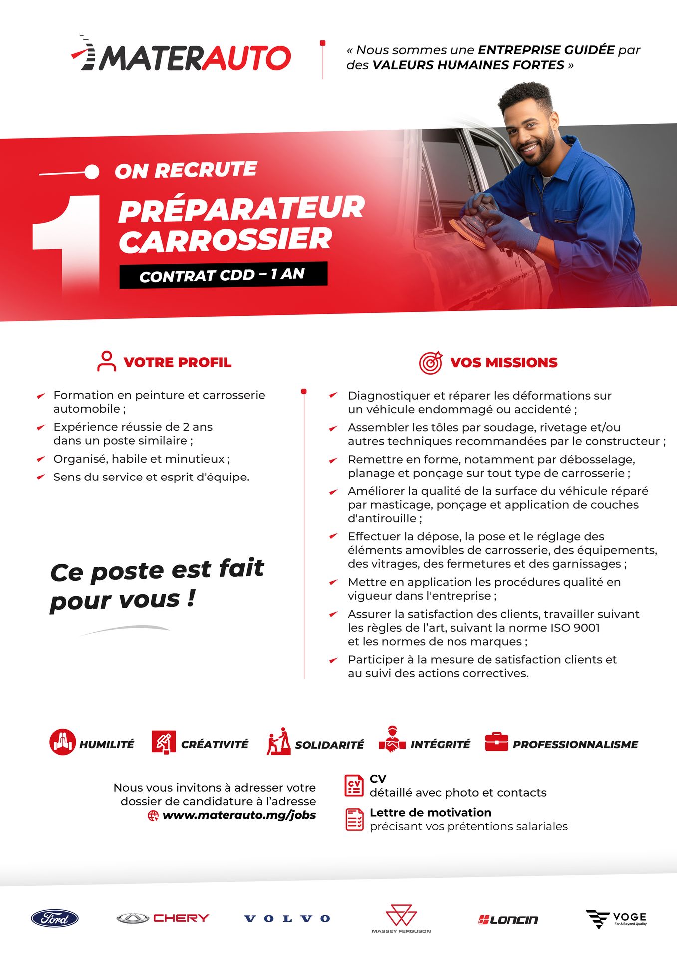Carrossier - Contrat CDD 12 mois